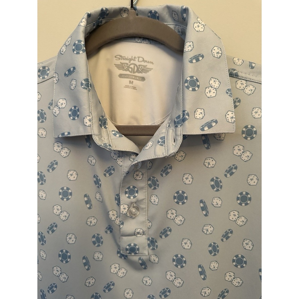Men Medium Straight Down Dice Chip Poker  patterned performance golf polo